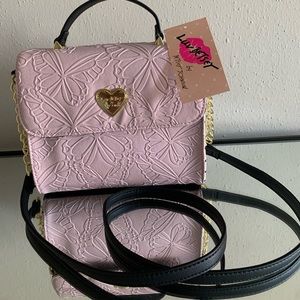 NWT Betsey Johnson Crossbody Blush Stripe Lbaddy